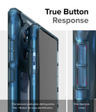 OnePlus 12R Case | Fusion-X Space Blue - True Button Response. The textured protrusion distinguishes the + buttons for easy identification. Fine Aperture Lines