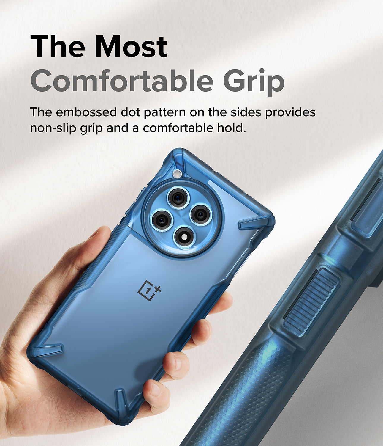 OnePlus 12R Case | Fusion-X Space Blue - The Most Comfortable Grip. The embossed dot pattern on the sides provides non-slip grip and a comfortable hold