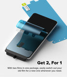 [Bundle] OnePlus 13 | Fusion-X Magnetic - OnePlus 13 | Fusion-X Magnetic - A smartphone screen protector being applied with a blue alignment film and guide.