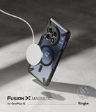 [Bundle] OnePlus 13 | Fusion-X Magnetic - Bundle: OnePlus 13 | Fusion-X Magnetic - OnePlus 13 in a black Fusion-X magnetic case charging with a magnetic disc.