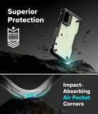 Ringke Fusion-X for OnePlus 15R case with impact-absorbing air pocket corners on a dark background