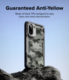Ringke Fusion-X for OnePlus 15R case with anti-yellow feature on a rock against a blue sky