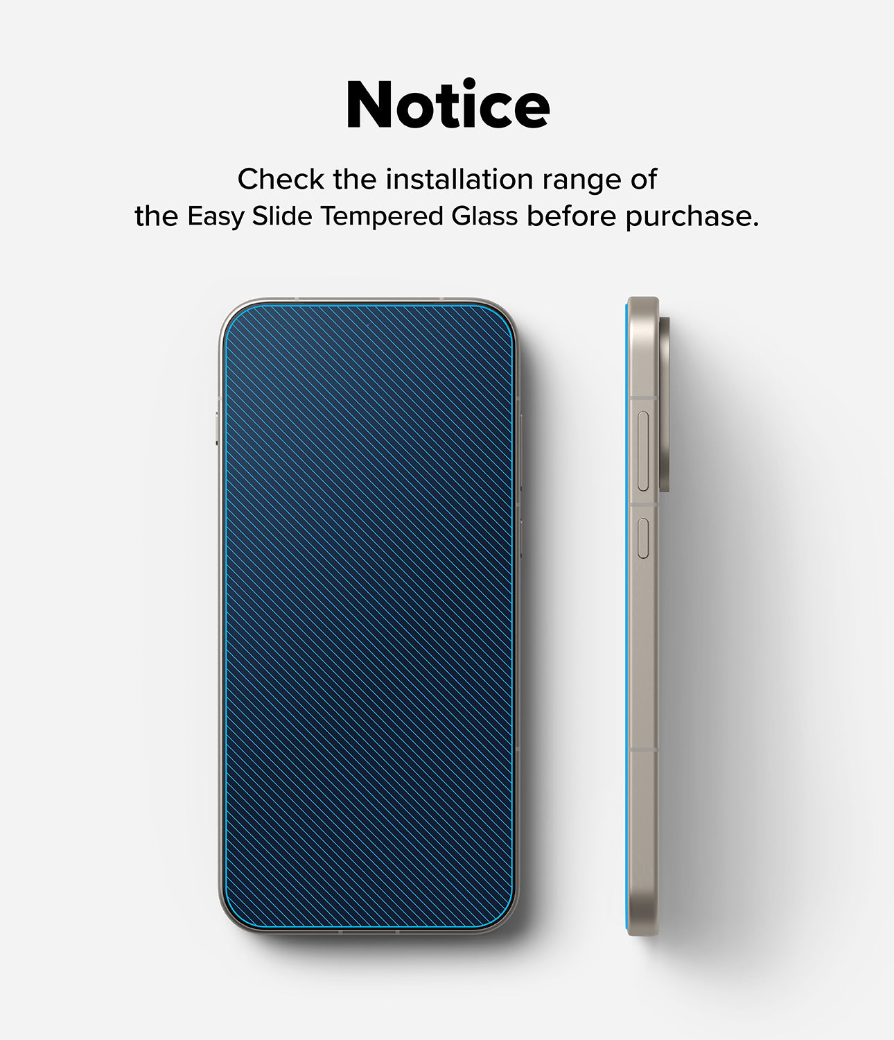 Ringke Easy Slide Tempered Glass for OnePlus 15 Screen Protector. Text reads “Notice”
