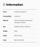 Product information card for Ringke Onyx Magnetic case for OnePlus15 with specifications.