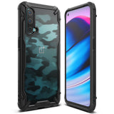 OnePlus Nord CE 5G Case | Fusion-X - Three Fusion-X cases for OnePlus Nord CE 5G displayed on a dark, geometric surface.