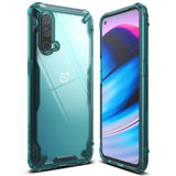 OnePlus Nord CE 5G Case | Fusion-X - Three OnePlus Nord CE 5G phones in Fusion-X cases displayed on a dark, geometric surface.