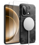 [Bundle] OnePlus 15 | Onyx Magnetic - OnePlus 15 | Onyx Magnetic - OnePlus 15 in a black camo magnetic case with a white charging puck and two screen protectors.