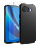 [Bundle] Google Pixel 10a Case | Onyx - Google Pixel 10a Case | Onyx - Matte black phone case and screen protector for Google Pixel 10a on a white background.