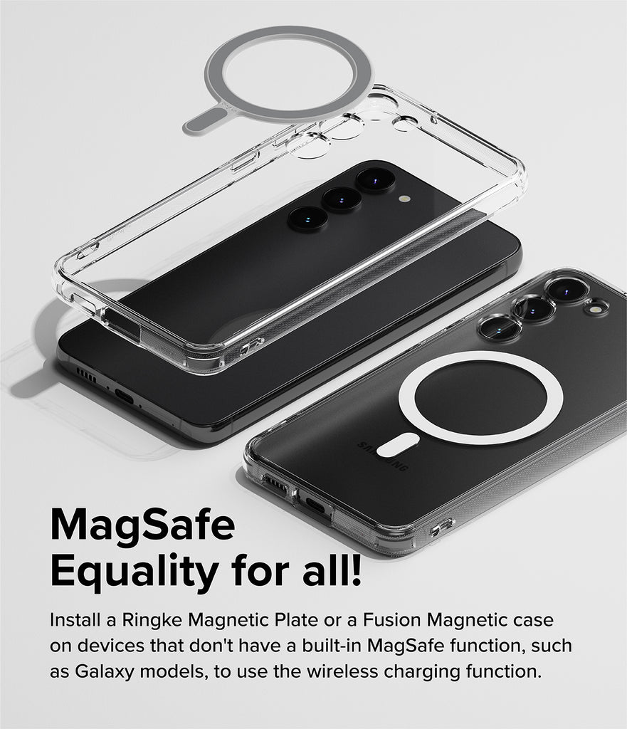 Ringke Peltier Magnetic Car Charger Mount - MagSafe Equality for all. Install a Ringke Magnetic Plate or a Fusion Magnetic case on devices that don't have a built-in MagSafe function, such as Galaxy models, to use the wireless charging function.