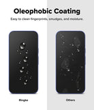 Google Pixel 10a Screen Protector | Easy Slide Tempered Glass - Comparison of Oleophobic coating on Ringke and other phone backs with water droplets.