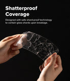 Google Pixel 10a Screen Protector | Easy Slide Tempered Glass - Hands holding a shatterproof cover with text on a black background