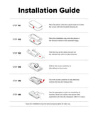 Google Pixel 10a Screen Protector | Easy Slide Tempered Glass - An installation guide sheet with six numbered steps showing how to place and attach a phone screen protector, with small line drawings and instructional text on a white background.
