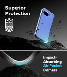 [Bundle] Google Pixel 10a Case | Fusion Matte - Google Pixel 10a Case | Fusion Matte - A blue phone case floating above rocky terrain with military-grade protection and air-pocket corners.