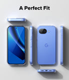 Google Pixel 10a Case | Fusion Matte - Multiple views of a blue phone in a clear matte case on a white background.