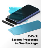 [Bundle] Google Pixel 10a Case | Onyx - Google Pixel 10a Case | Onyx - Two blue-tinted screen protectors and an installation tool next to a smartphone.