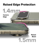 Pixel 11 Pro XL Case | Fusion - Transparent phone case with raised edge protection shown on a smartphone, with text labels indicating 1.4mm camera edge protection and 1.