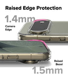 Pixel 11 Pro XL Case | Fusion Matte - Transparent phone case with raised edge protection shown on a smartphone, with text labels indicating 1.4mm camera edge protection and 1.