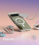 Google Pixel 11 Pro XL Case | Fusion Magnetic - A clear magnetic phone case with a metallic gold-toned inner lining, shown on a smartphone. The case features a built-in magnetic ring and a detachable circular magnetic accessory.