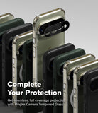 Google Pixel 11 Pro XL Case | Fusion Magnetic - A promotional product shot showing multiple smartphone cases in different colors arranged in a fan-like layout. One case has a black camera guard overlay, and large text on the lower left reads, 'Complete Your Protection' with smaller text below about Ringke Camera Tempered Glass.