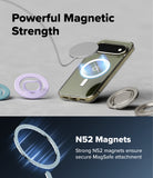 Google Pixel 11 Pro XL Case | Fusion Magnetic - A promotional graphic for magnetic phone accessories showing a smartphone with a circular MagSafe-style ring attached, plus several loose magnetic rings in different colors. Text reads 'Powerful Magnetic Strength' and 'N52 Magnets Strong N52 magnets ensure secure MagSafe attachment.