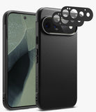 [Bundle] Google Pixel 11 Pro | Onyx (BK) + Camera Protectors - Black textured phone case shown from the back and side, with a matching black camera lens protector overlay, on a clean white background.