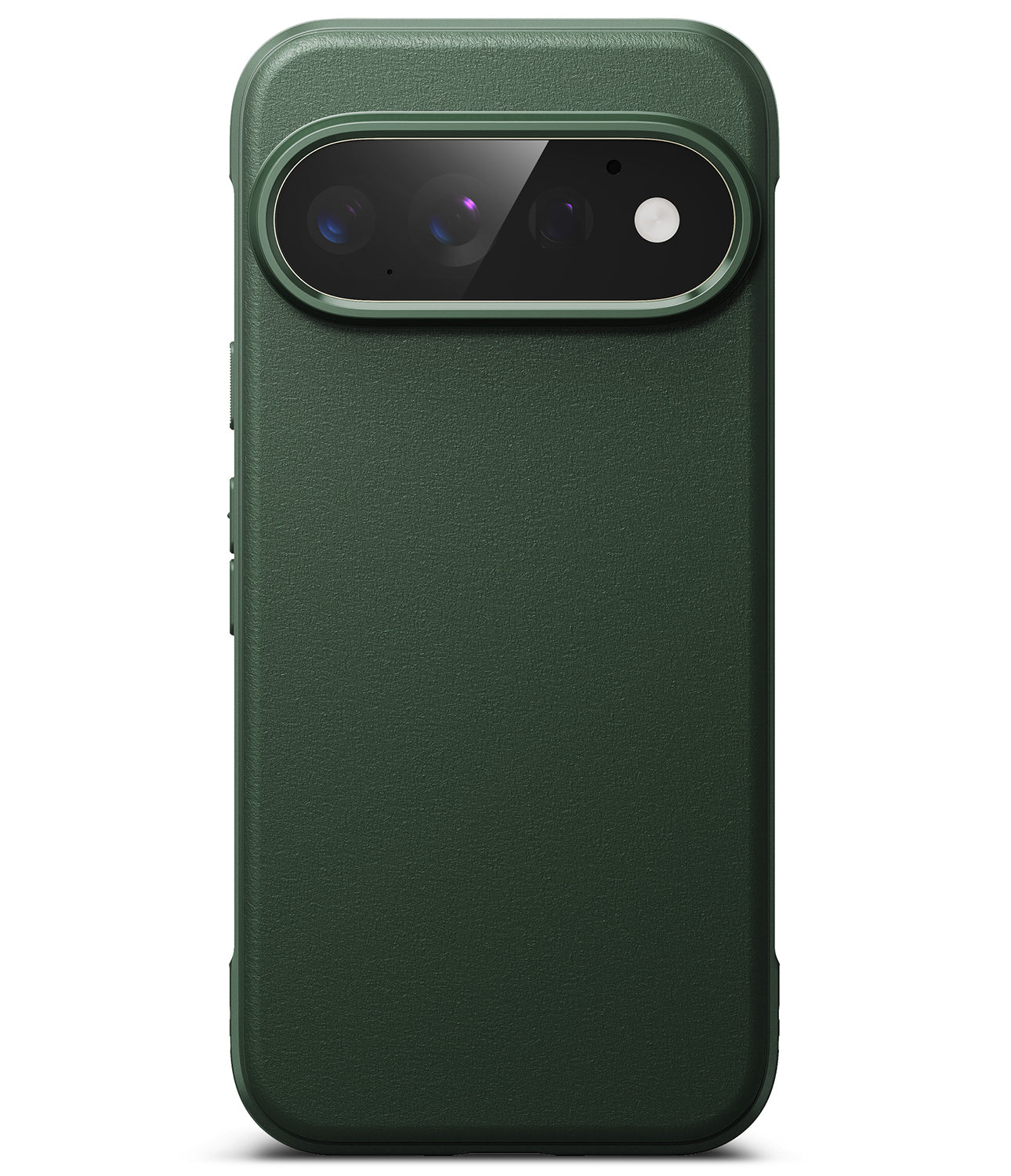 Google Pixel 11 Pro Case | Onyx - A dark green textured phone case with a raised camera bumper, shown from the back on a white background.