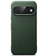 Google Pixel 11 Pro Case | Onyx - A dark green textured phone case with a raised camera bumper, shown from the back on a white background.