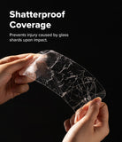 Google Pixel 11 Pro / 11 Screen Protector | Easy Slide Tempered Glass (2 Pack) - Hands holding a transparent shatterproof cover with a cracked glass effect on a black background.