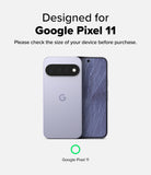Google Pixel 11 Screen Protector | Easy Slide Privacy Tempered Glass (2 Pack) - Promotional graphic for a Google Pixel 11 smartphone showing the back and front views of a light lavender phone on a light gray background, with text stating 'Designed for Google Pixel 11' and a green ring icon below.