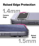 Google Pixel 11 Case | Fusion Matte - A clear phone case with raised protective edges shown on a smartphone, with text labels indicating 1.4mm camera edge protection and 1.