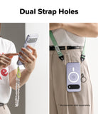 Google Pixel 11 Case | Fusion Magnetic - Phone case with dual strap holes shown on a person holding a phone and wearing a lanyard.