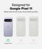 Google Pixel 11 Case | Fusion Magnetic - A compatibility graphic for a phone case or phone design, showing the Google Pixel 11 in lavender on the left and three lighter phone mockups on the right labeled Google Pixel 11 Pro and Google Pixel 11 Pro XL. Text at the top says the product is designed for Google Pixel 11 and advises checking the size of the device before purchase.