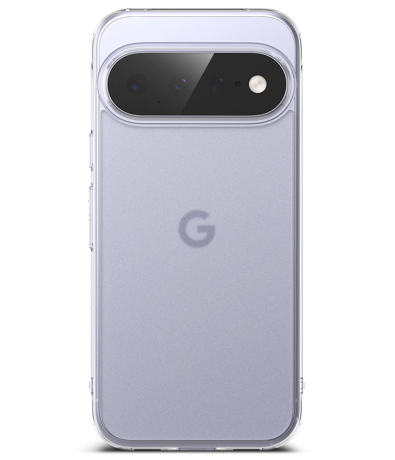Google Pixel 11 Case | Fusion Matte - A clear protective phone case shown on the back of a silver Google Pixel smartphone, featuring a transparent bumper edge and a precise cutout for the camera module.
