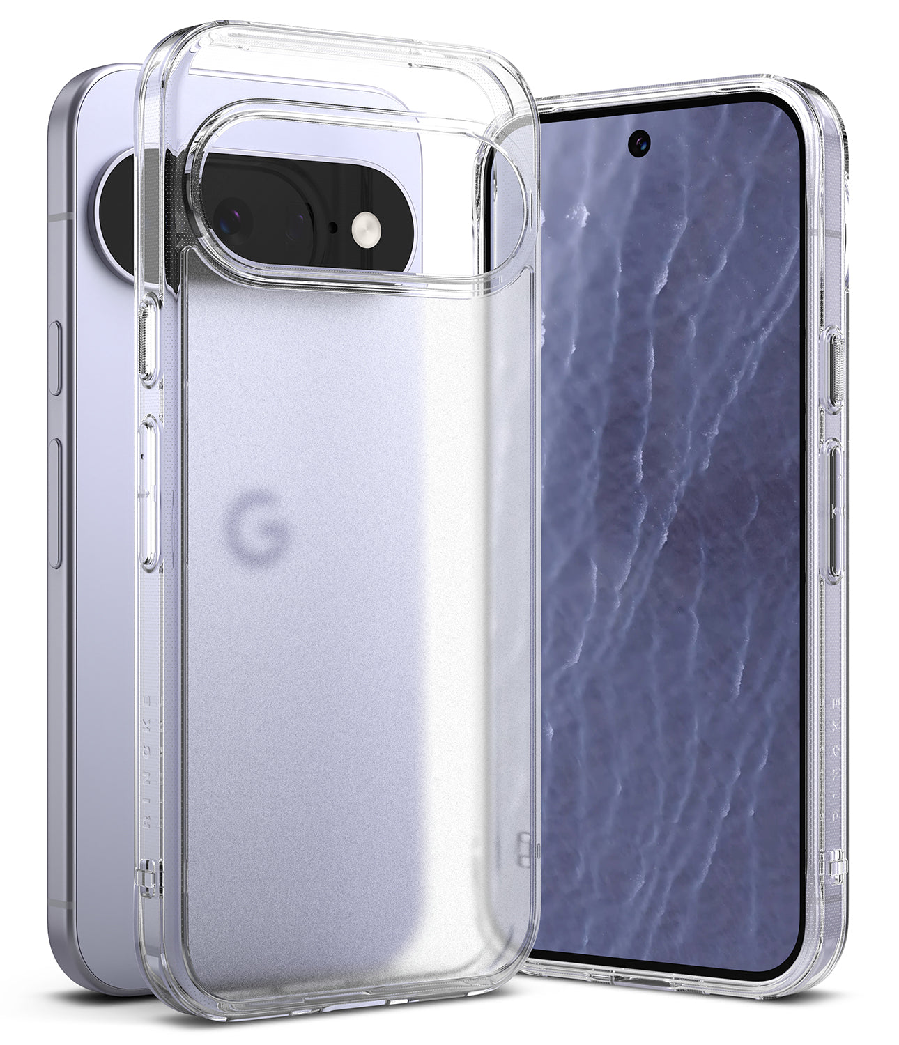 Google Pixel 11 Case | Fusion Matte - A clear protective phone case shown on a silver Google Pixel phone, with the back view on the left and the front view on the right, against a white background.