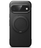 Google Pixel 11 Case | Onyx Ring - A black textured phone case with a circular MagSafe-compatible ring on the back, shown on a white background.