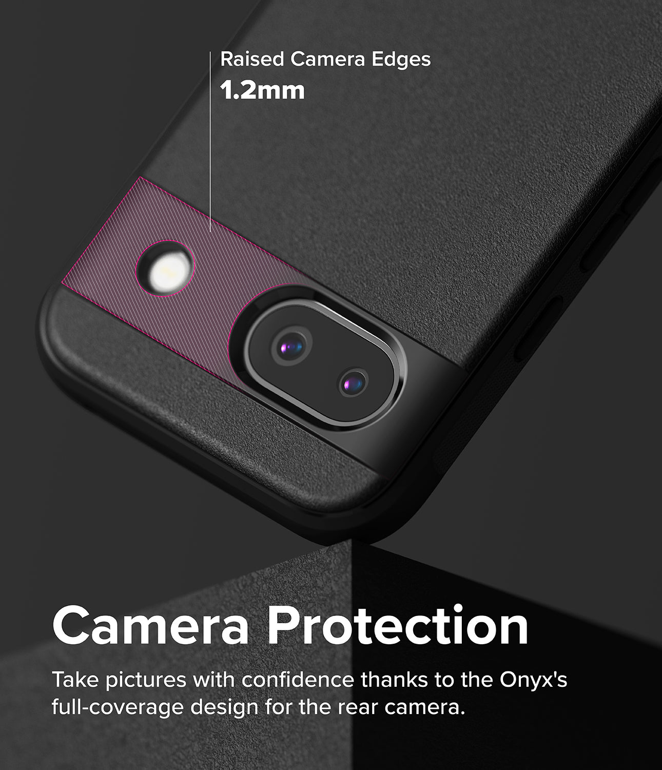 Google Pixel 8a Case | Onyx - Black - Camera Protection. Take pictures with confidence thanks to the Onyx's dull-coverage design for the rear camera.