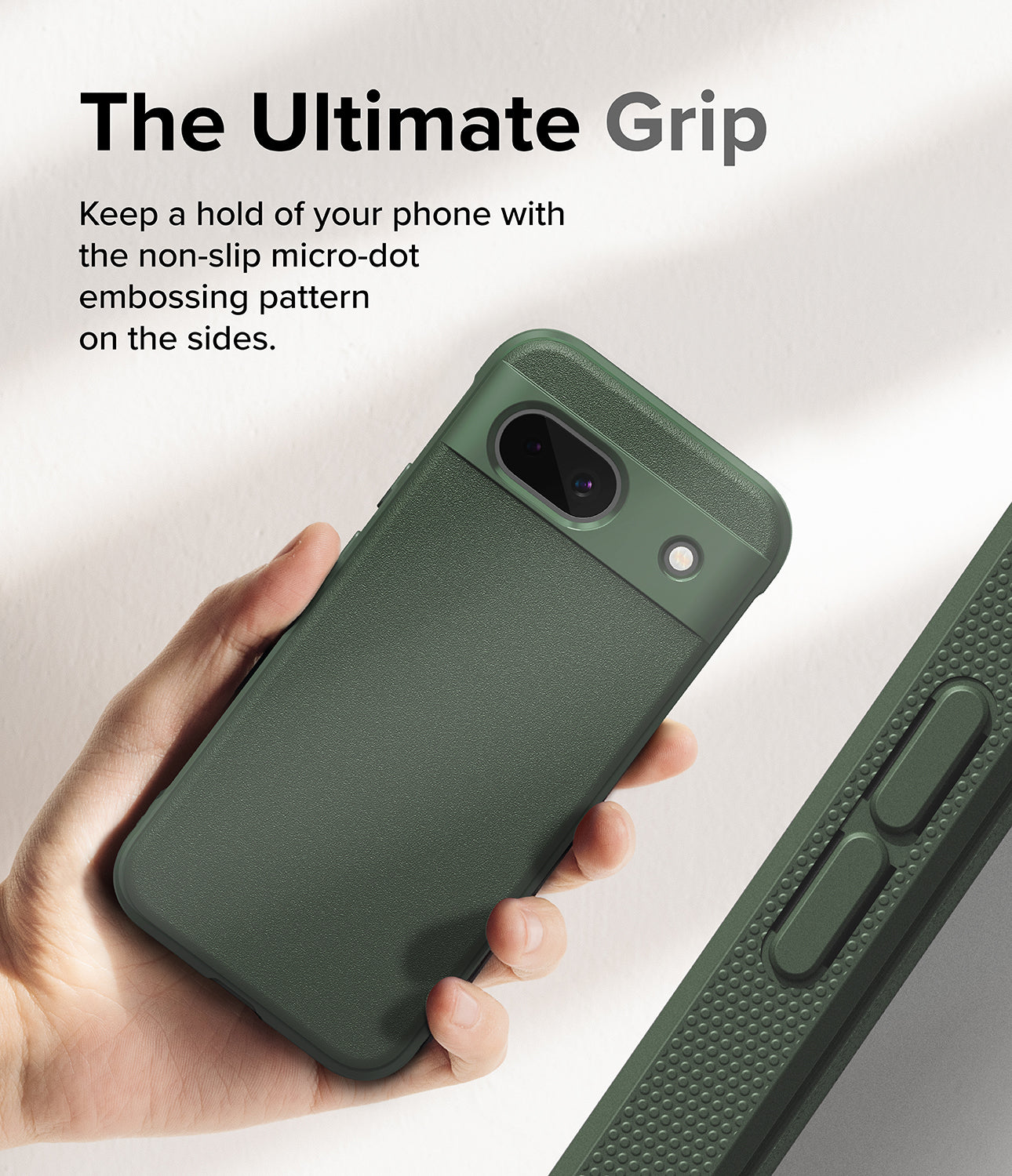 Google Pixel 8a Case | Onyx - Dark Green - The Ultimate Grip. Keep a hold of your phone with the non-slip micro-dot embossing pattern on the sides.