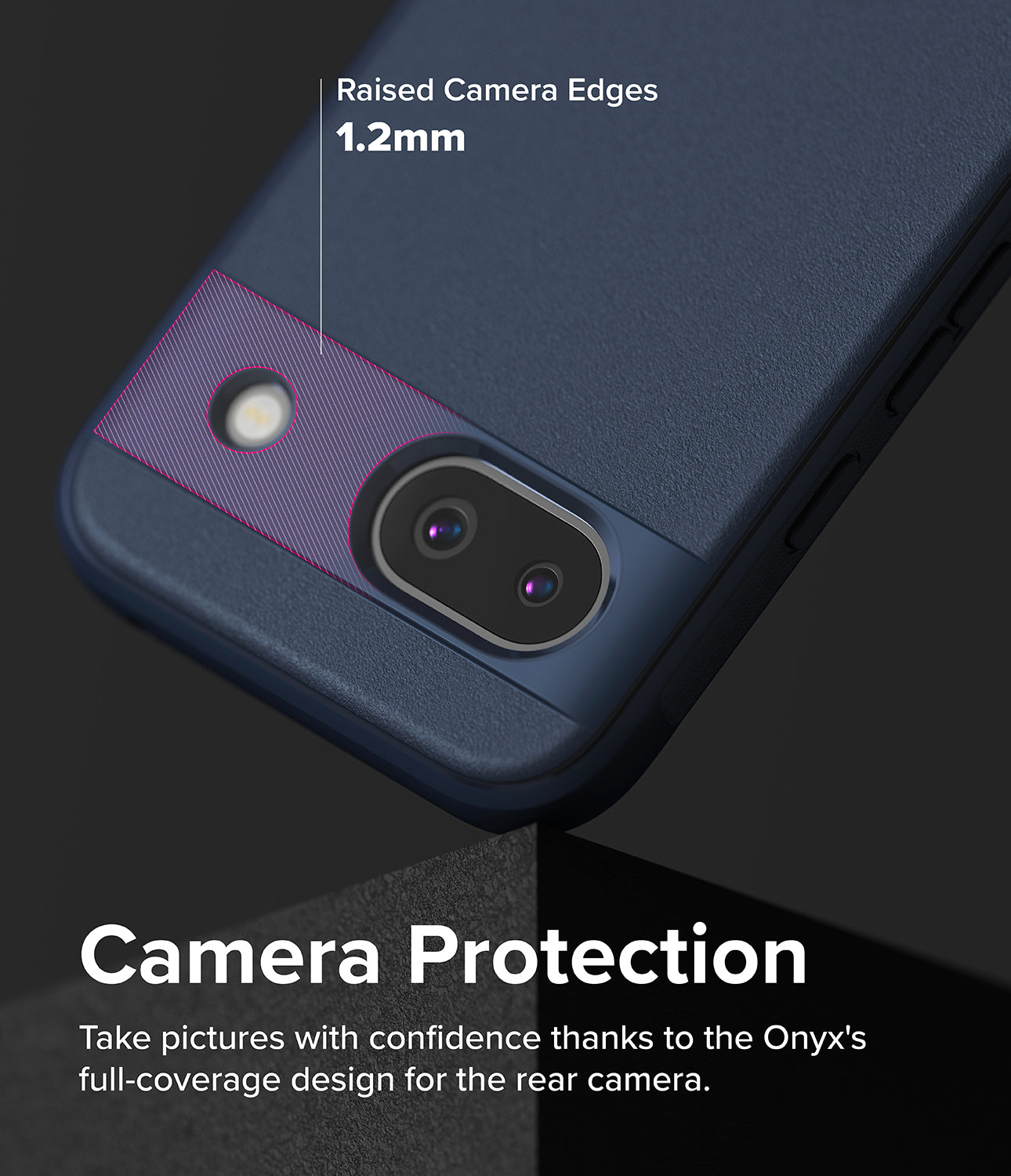 Google Pixel 8a Case | Onyx - Navy - Camera Protection. Take pictures with confidence thanks to the Onyx's full-coverage design for the rear camera.