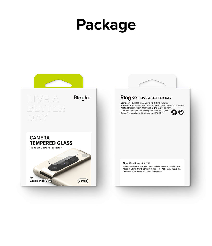Google Pixel 8 Pro | Camera Protector Glass [3 Pack] - Package