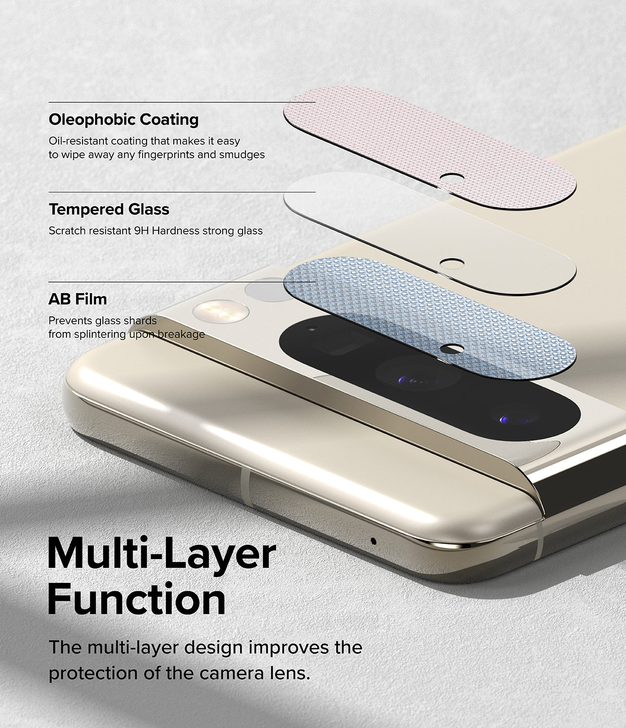 Google Pixel 8 Pro | Camera Protector Glass [3 Pack] - Multi-Layer Function. Oleophobic Coating. Tempered Glass. AB Film