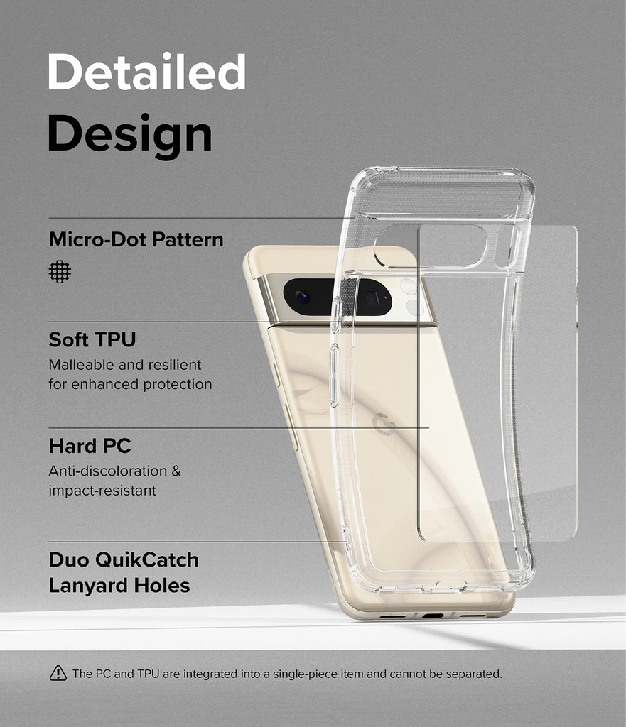 Google Pixel 8 Pro Case | Fusion-Detailed Design. Micro-Dot Pattern. Soft TPU Malleable and resilient for enhanced protection. Hard PC Anti-discoloration and impact-resistant. Duo QuikCatch Lanyard Holes