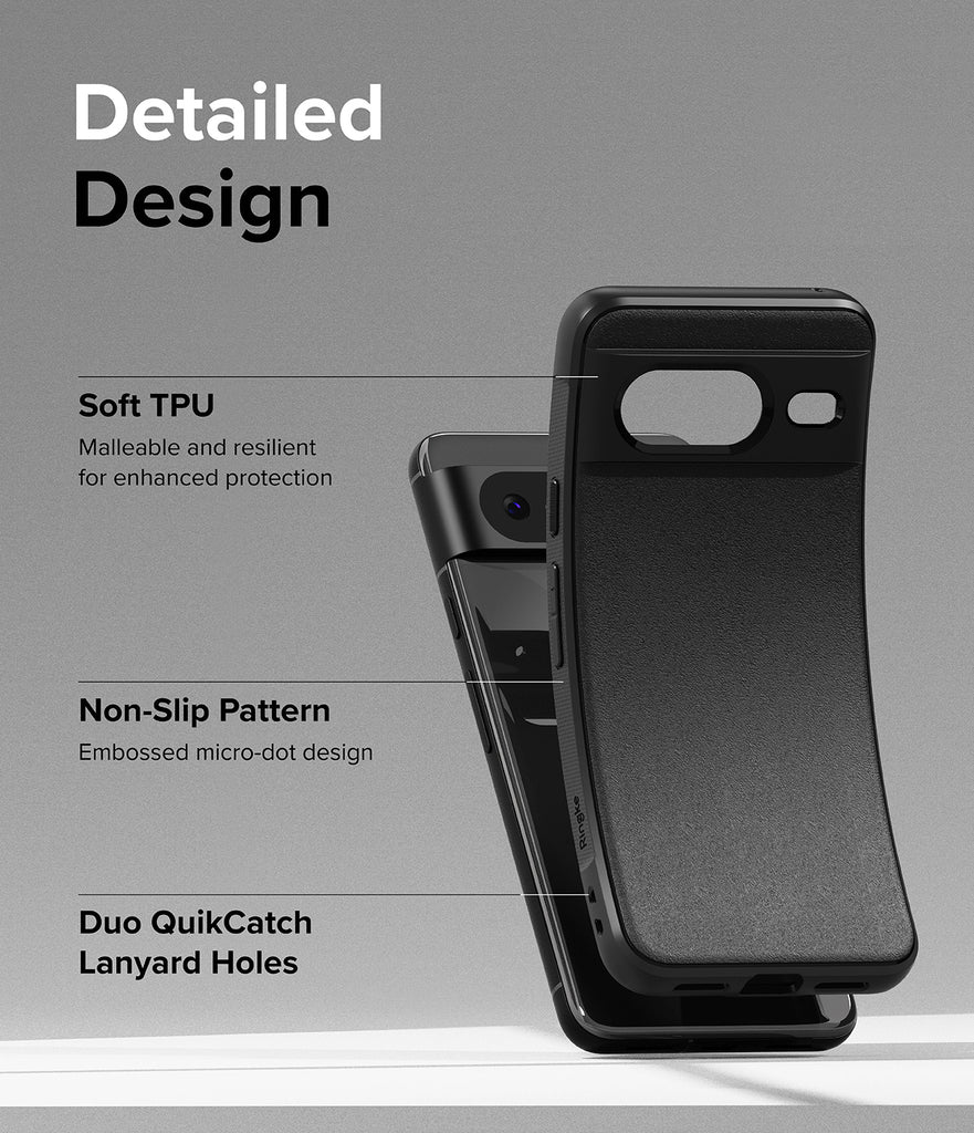 Google Pixel 8 Case | Onyx-Detailed Design Soft TPU Malleable And Resilient For Enhanced Protection Non-Slip Pattern Embossed Micro-Dot Design Duo QuikCatch Lanyard Holes