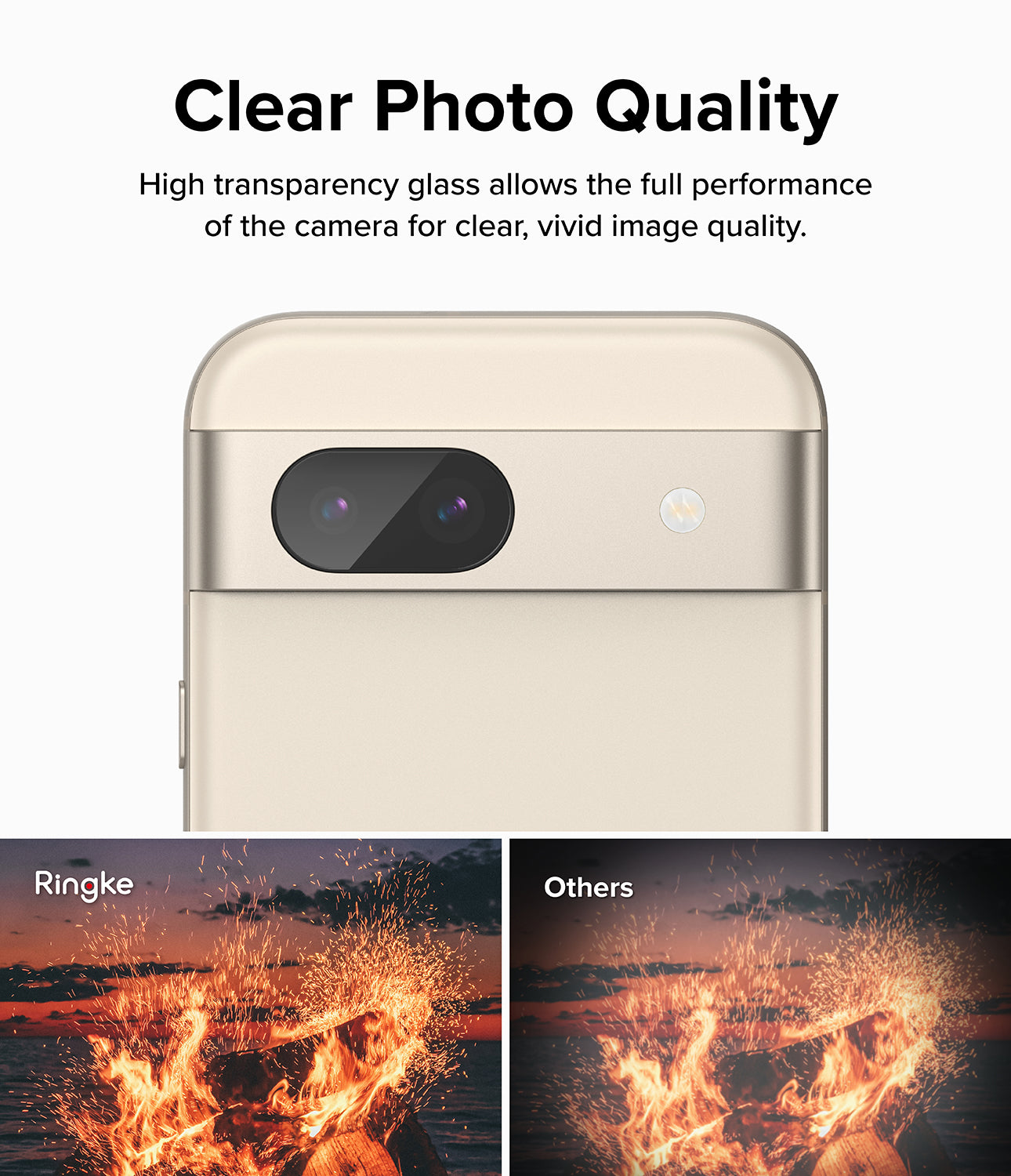 Google PIxel 8a Camera Lens Protector | Glass (3 Pack)- clear Photo Quality. High transparency glass allows the full performance of the camera for clear, vivid image quality.