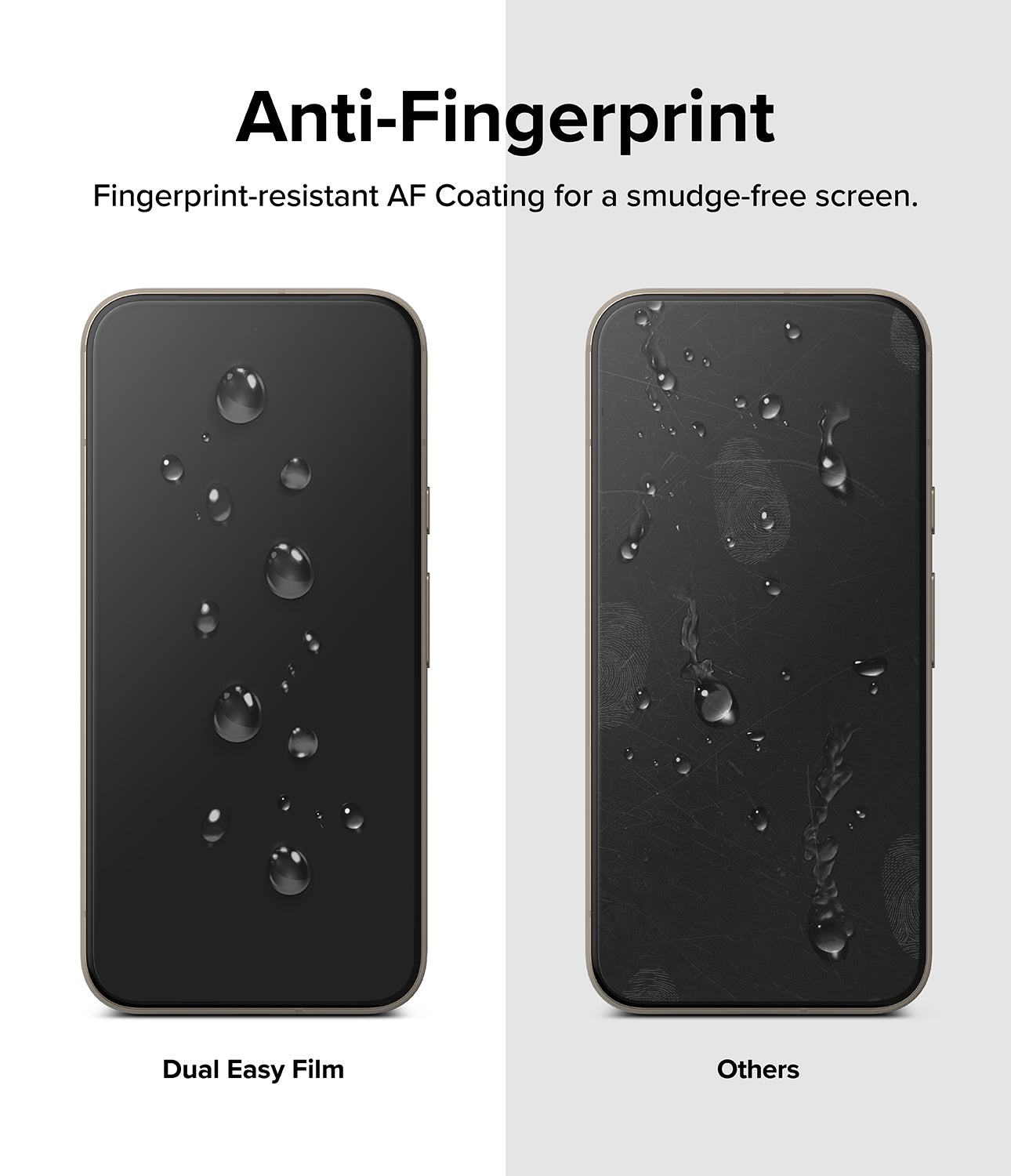 Google Pixel 8a Screen Protector | Dual Easy Film - Anti-Fingerprint. Fingerprint-resistant AF Coating for a smudge-free screen.