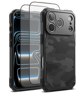 [Bundle] iPhone 17 Pro | Rugged Gear Magnetic - iPhone 17 Pro | Rugged Gear Magnetic - Black rugged phone case with camo back and two glass screen protectors.