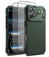 [Bundle] iPhone 17 Pro | Rugged Gear Magnetic - iPhone 17 Pro | Rugged Gear Magnetic - Olive green protective phone case with screen and camera lens protectors.