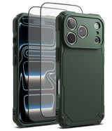 [Bundle] iPhone 17 Pro | Rugged Gear Magnetic - Olive green rugged phone case with screen protector and camera guard.