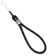 Rope Hand Strap - Black woven rope wrist lanyard with a silver Ringke branded metal slider and a thin attachment loop.