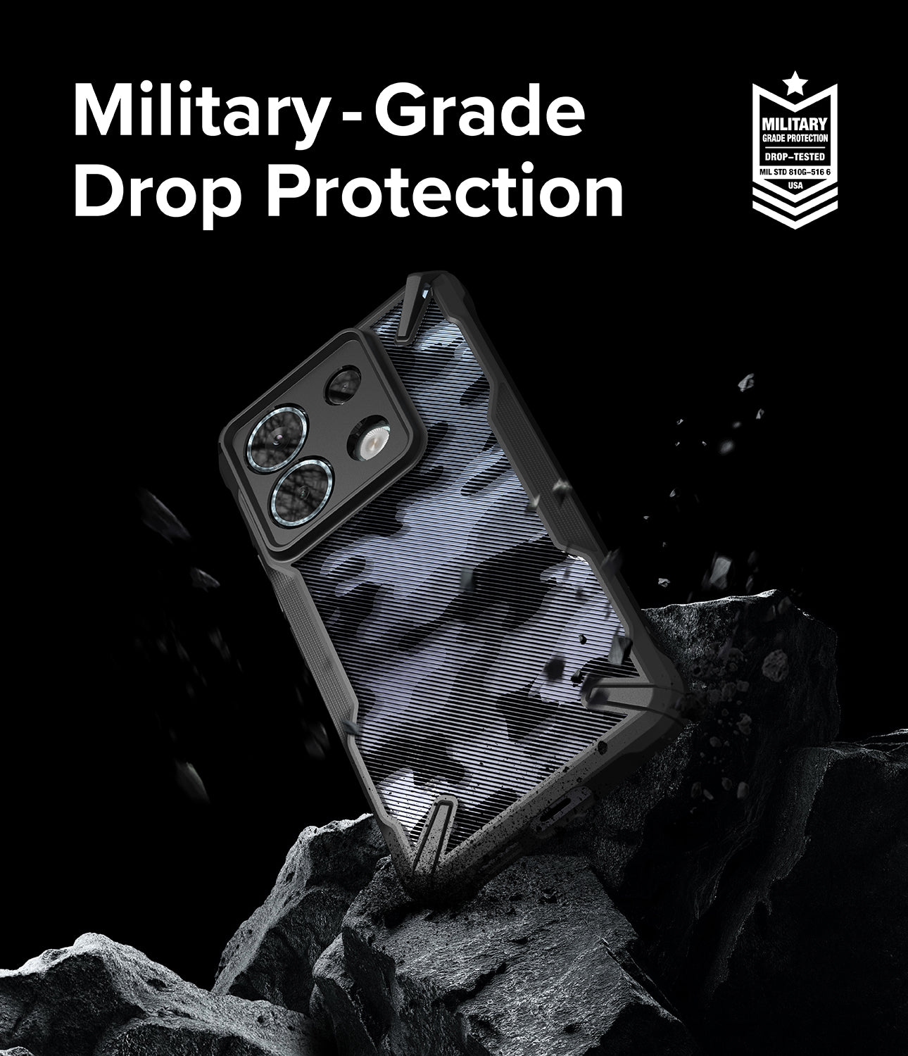 Redmi Note 13 Pro / Poco X6 Case | Fusion-X Camo Black - Military Grade Drop Protection