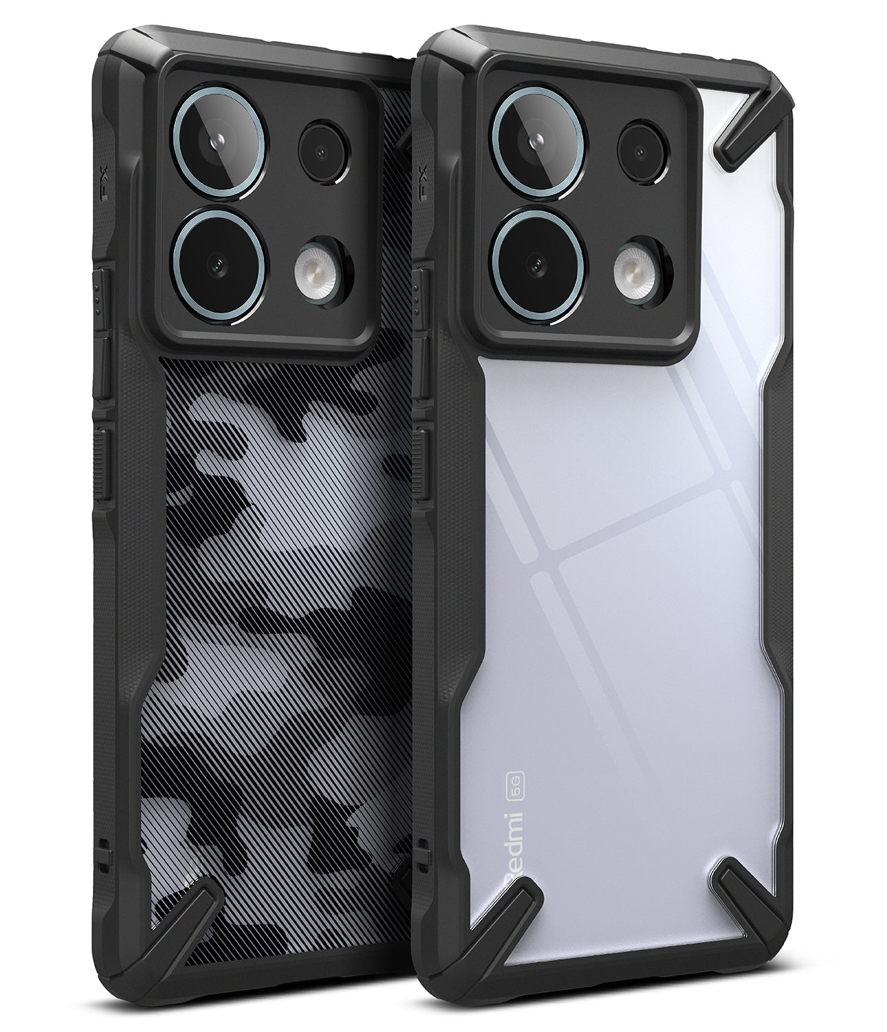 Xiaomi Redmi Note 13 Pro / Poco X6 Case | Fusion-X - Multiple black rugged phone cases with grey camo back panels.